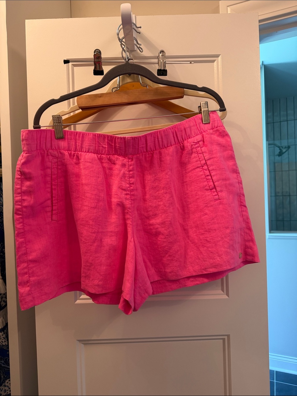 Lilly Pulitzer Hot Pink High-Waist Linen Shorts